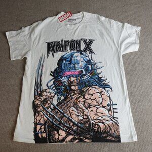 Marvel Mens Shirt Large White Weapon X Wolverine Deadpool NEW